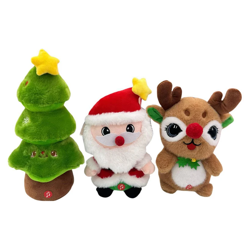 Christmas Santa Electric Toys Singing Speaking Plush Santa Claus Toys Repeat What You Said Christmas Gift for Kids Children
