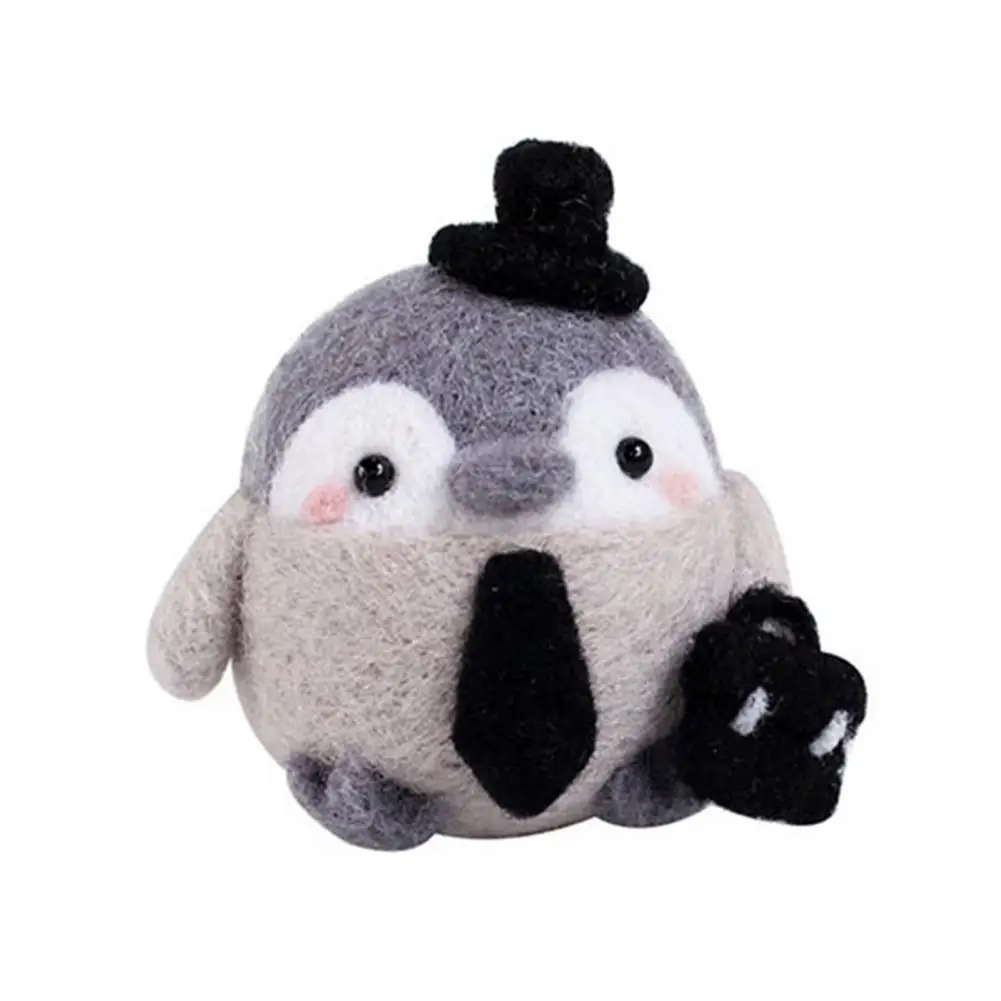 귀여운 펭귄 패턴 수제 울 펠트 인형, 어린이 수공예 장난감, 울 펠트 바늘 파킹 DIY 공예 펭귄 인형 펜던트 만들기