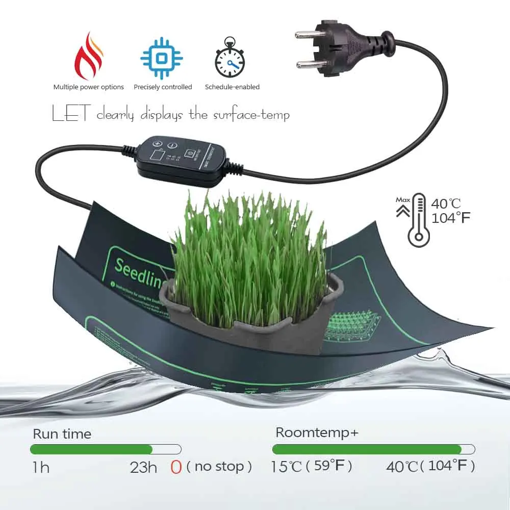 9-100W PVC Plants Heating Pad 16℃ to 40℃ Adjustable Thermostat Indoor Garden Grow Seedling Nursery Waterproof Reptile Heat Mat