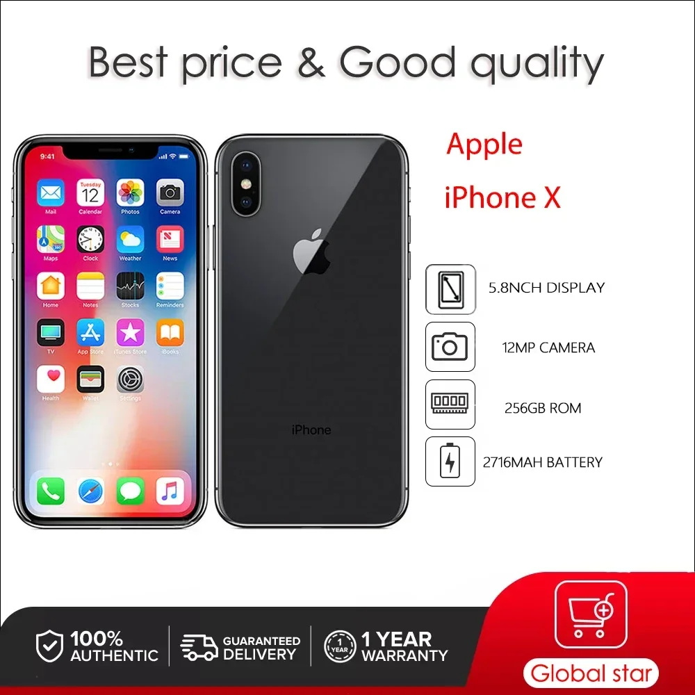 AppleUsedUnlockediPhoneXSmartphoneHexacoreIos1164GB256GB