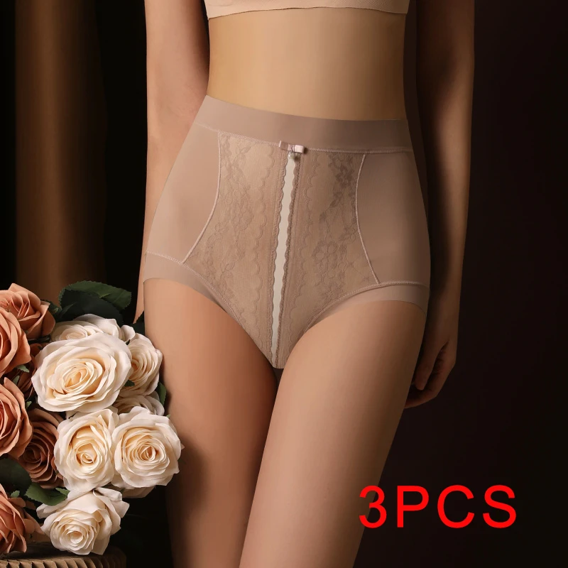 

3PCS Women's Panties Butt Lift Lace Woman Fashion Lingerie Tighten the Abdomen Flowers Underpanties Briefs Sexy Underwear Female