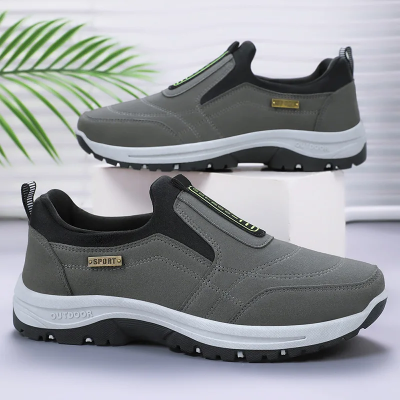 Scarpe da passeggio casual da uomo Scarpe da ginnastica ortopediche slip-on in finta pelle scamosciata per fare jogging Escursionismo Anziani Comodo design conciso - immagine 5