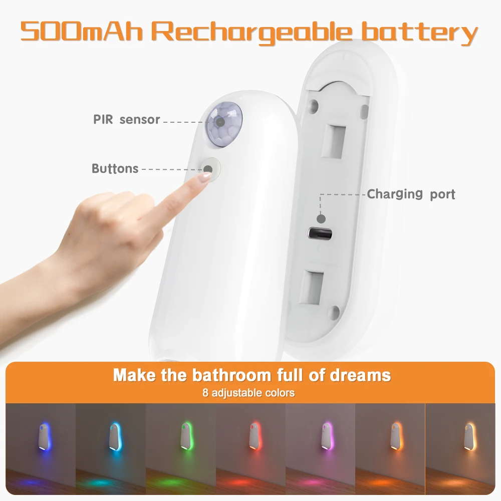 Toilet Night Light Motion Sensor RGB 7Color Changing Rechargeable LED night light motion sensor night light led night light motion sensor led light motion sensor light led motion sensor light led night lamp