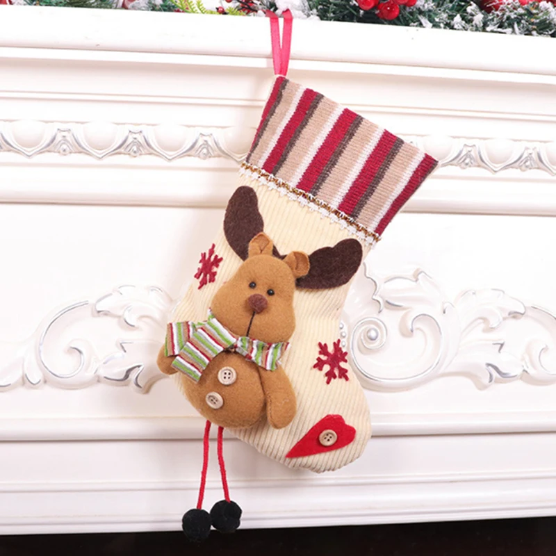 Christmas Gift Santa Claus Snowman Socks Christmas Tree Ornament Stocking Decoration Sock Kids Candy Bag