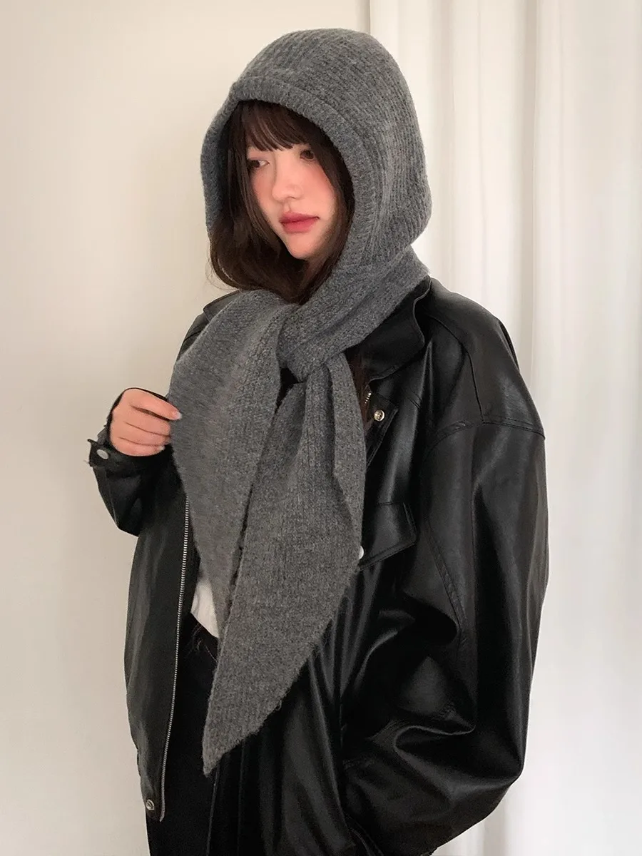 winter hat wool hat Contains Wool Autumn And Winter Hat And Scarf In One Warm Earmuffs Fashionable Wool Hat For Women Knit Neck Warmer