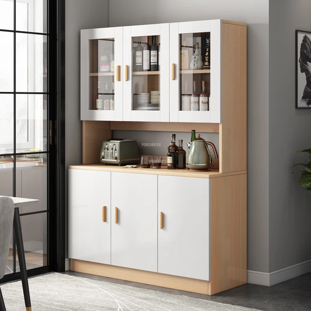 Armarios de cocina de madera modernos, muebles de cocina simples, sala de  estar, armario de vino