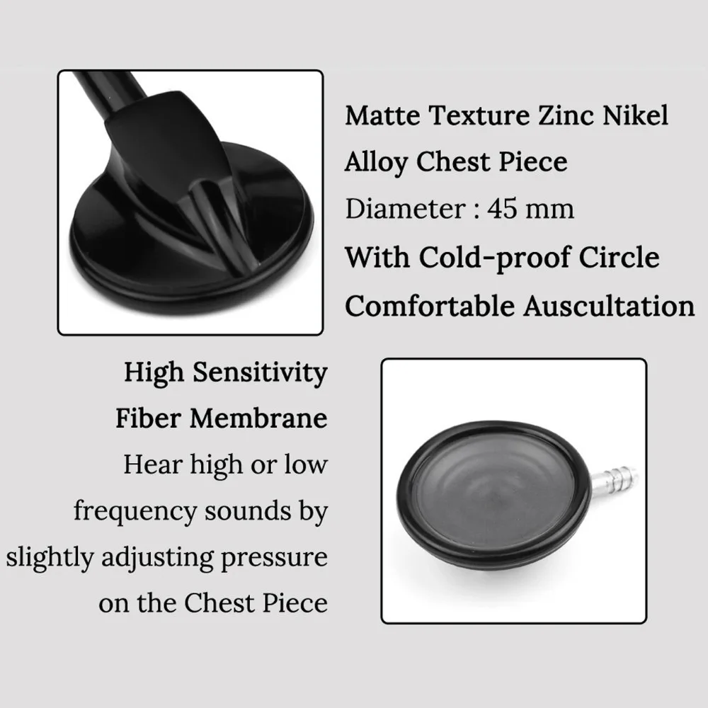 Medical Stethoscope Doctor Stethoscope Professional Stethoscope Medical Cardiology Nurse Student Medical Equipment Device Black&White