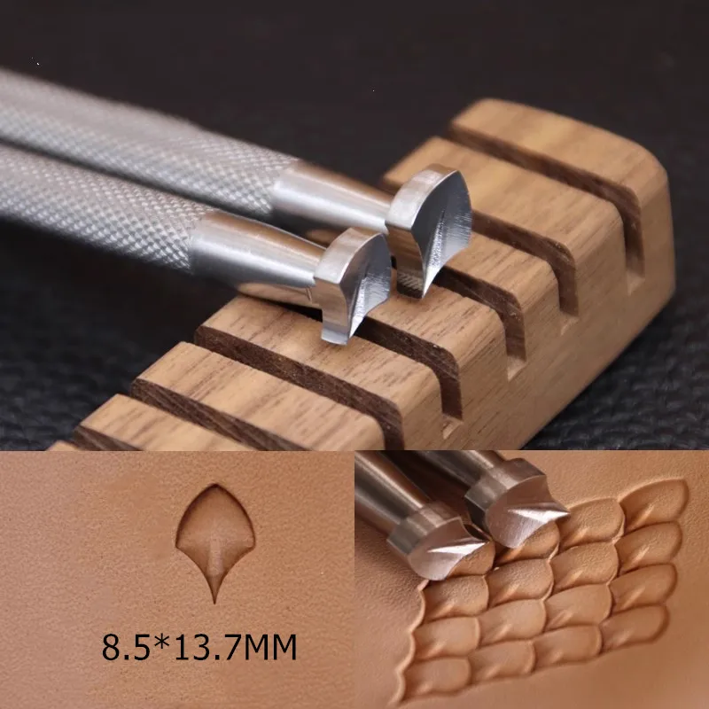 Fish Scale Leather Stamp Tool 304 Stainless Steel 3D Embos Punch For Veg-Tanned Leather Craft With Geometric Carving & Printing