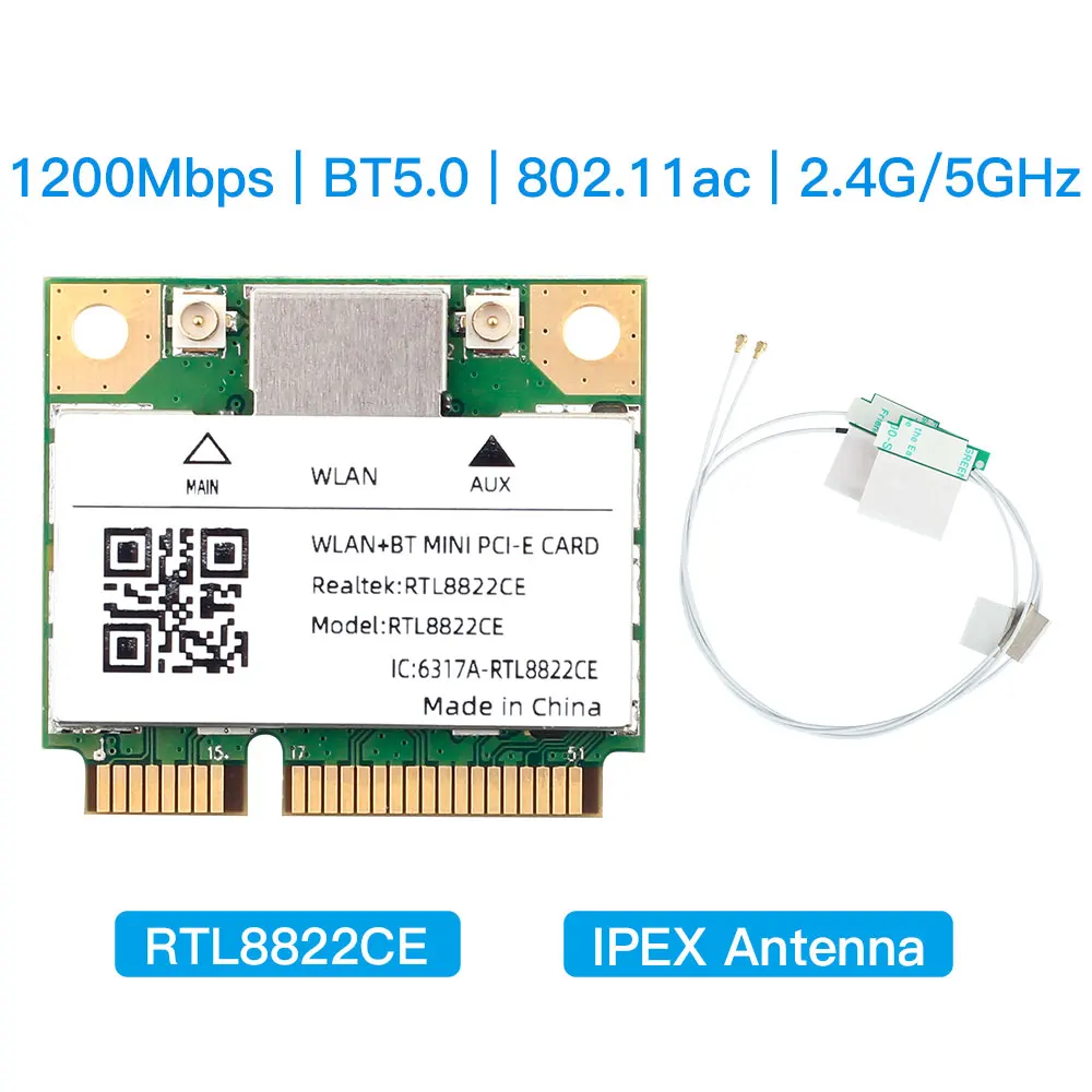 Dual Band Mini Pcie Rtl8822ce 1200mbps Cartão Wifi Bluetooth 5.0 Adaptador sem Fio 802.11ac Wifi Dongle para Win10 11 Melhor 7260hmw - Imagem 5
