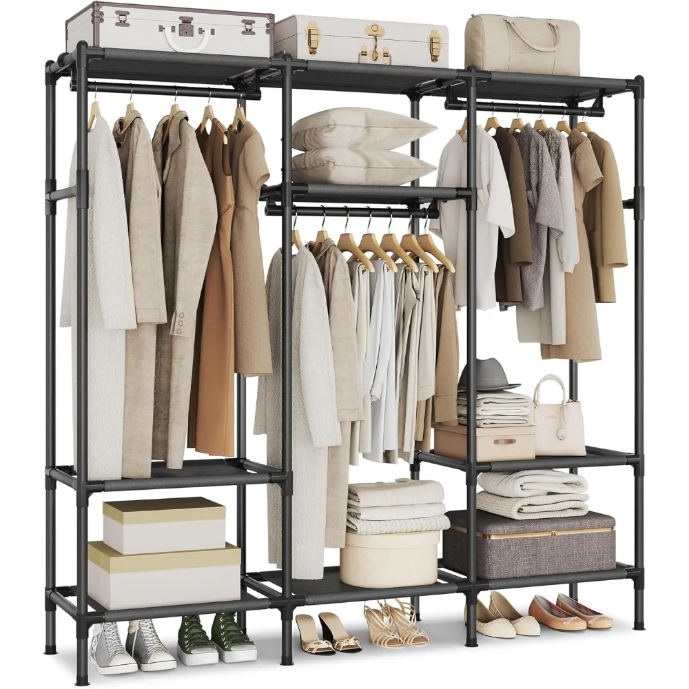 Clothes-Rack-Portable-Closet-Heavy-Duty-Wardrobe-Closet-Organizer-with ...