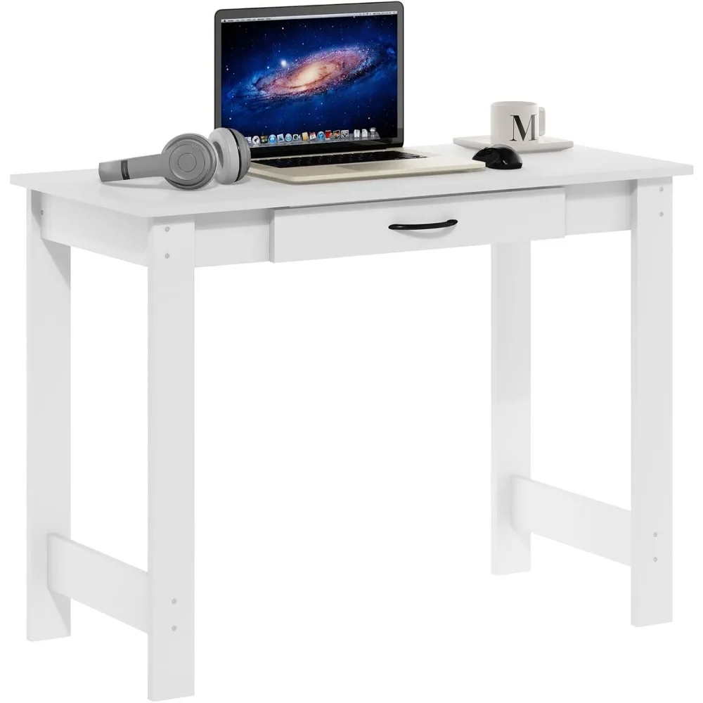 Writing Desk with Drawer, White, Special Feature Lightweight, Sturdy, Durable, Compact, Easy Assembly, Computer Desks 6