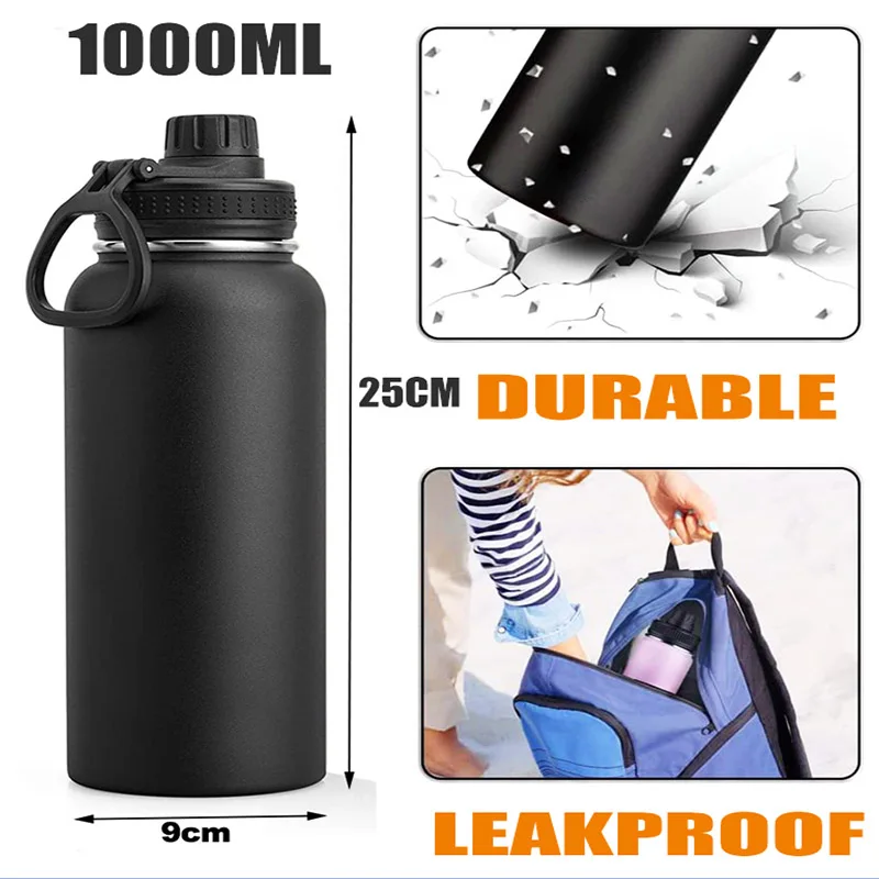 Custom 32 40 Oz Stainless Steel Thermal Water Bottle With Straw Lid Vacuum  Hydroes Thermos Cup Insulated Flask Outdoor 1000ml - Vacuum Flasks &  Thermoses - AliExpress