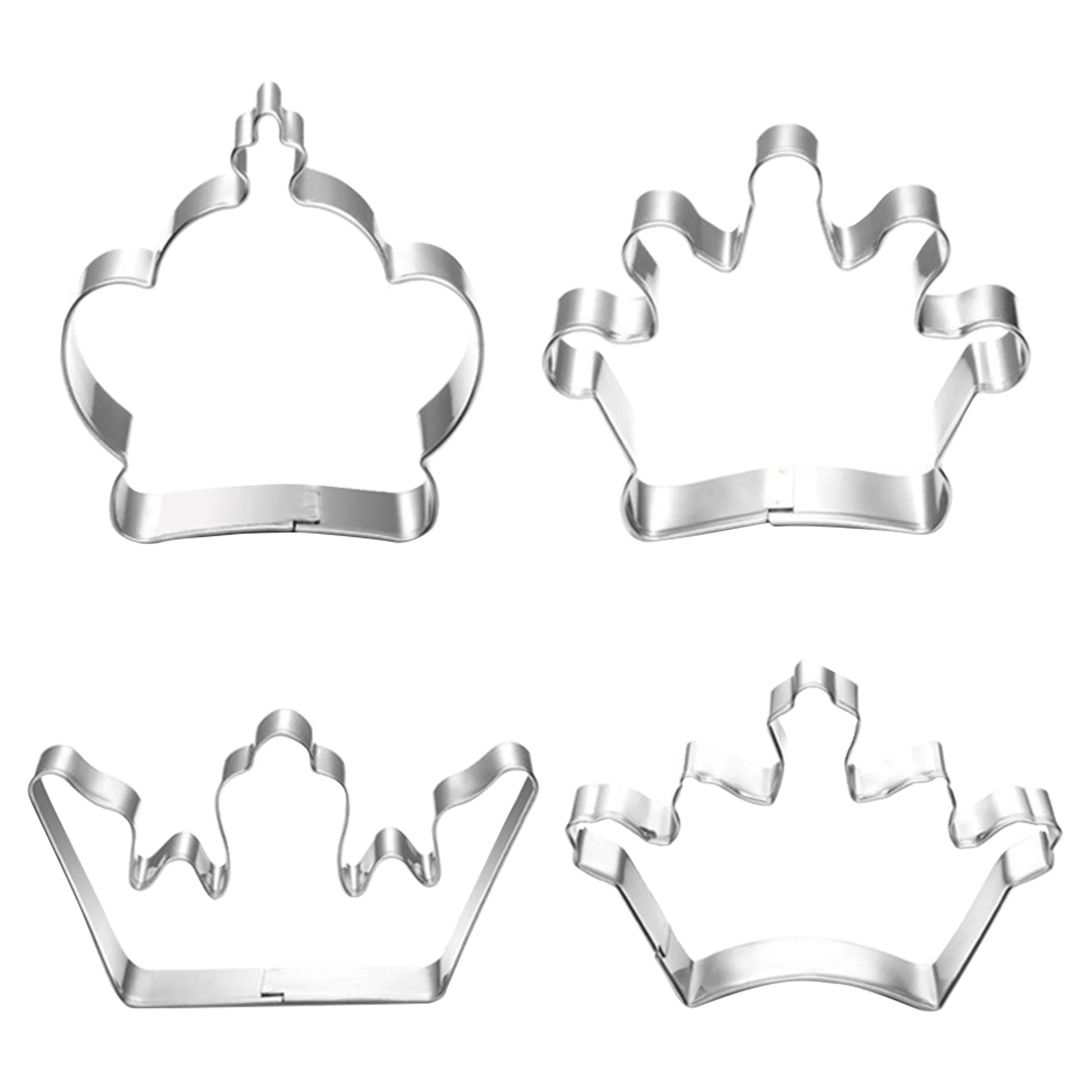 

4pcs Cookie Cutters King Charles III Crown Shaped Stainless Steel Baking Tools Fondant DIY Coronation Pastry Cartoon Sugarcraft
