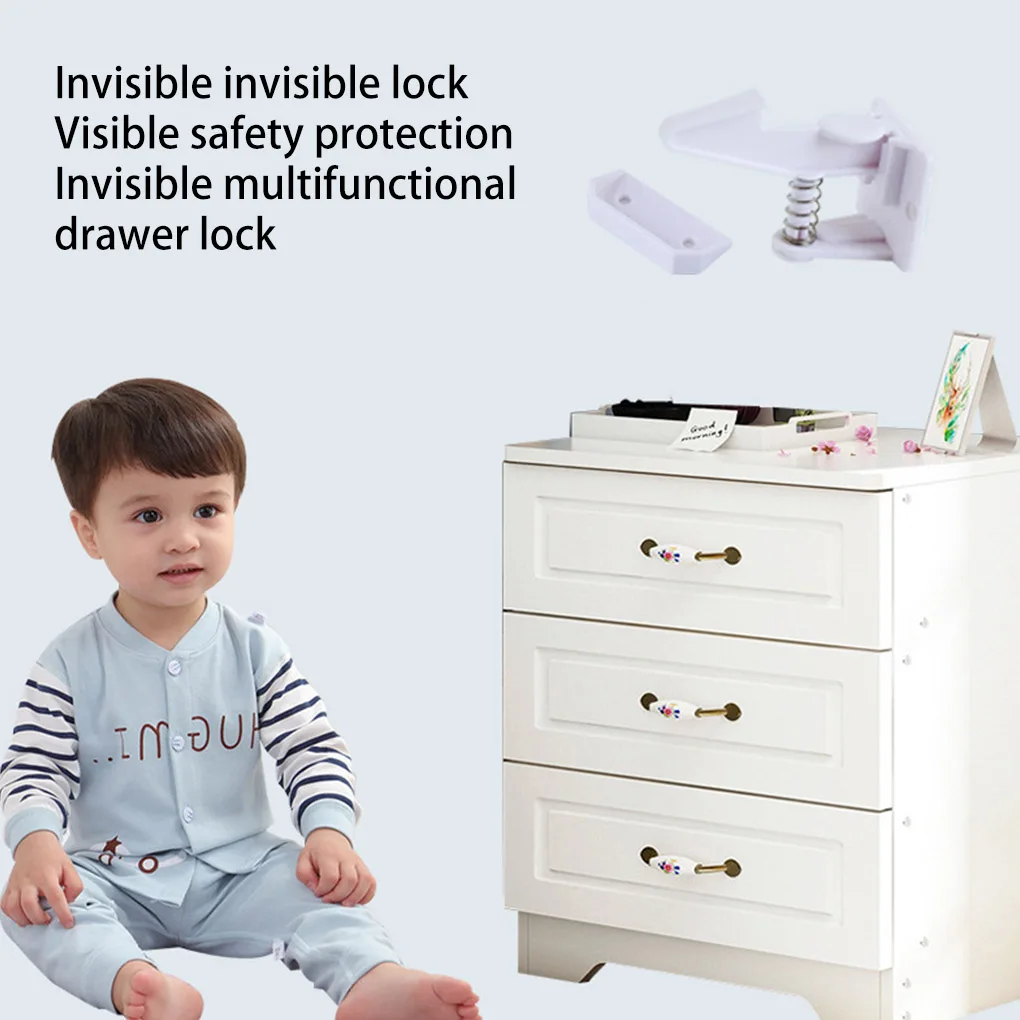 Cabinet Lock Child Lock Pack of 6 Baby Safety Lock Living Room Bedroom Kitchen Cupboard Cabinet Door Drawer Punch Free Kids Protector Locks