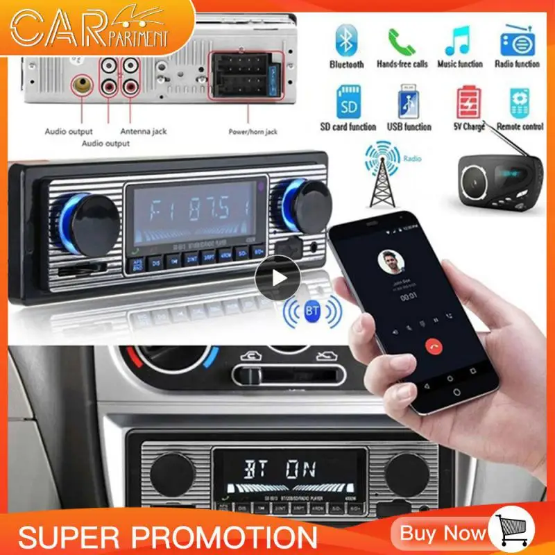 Autoradio Bluetooth-Compatibile Autoradio Stereo Fm Sd Aux Play Retro Autoradio Uscita Audio Lettore Mp3 Per Auto Con Telecomando