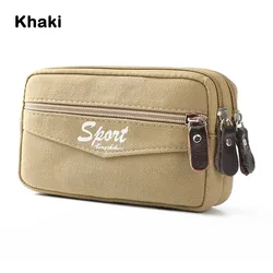 Canvas Phone Holder Waist Bag - Multifunctional Waterproof Holster & Portable Belt Pouch (Khaki)