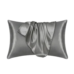 Luxurious Silk Satin Pillowcase for Hair and Beauty - Soft and Elegant Home Decor (Dark grey)