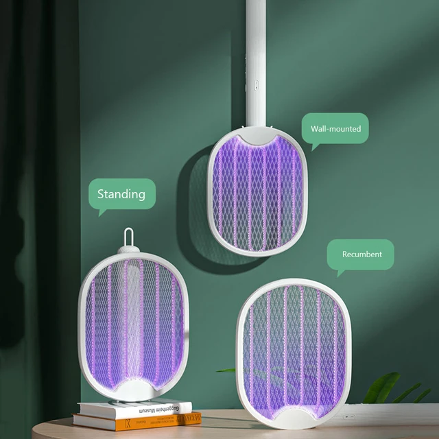 2-In-1 Szúnyog Ütő Usb Újratölthető Rovar Gyilkos Biztonsági Védő Háló Háztartások Otthoni Hálószobához - Image 2