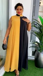 African Dresses for Women 2024 Sleeveless Chiffon Maxi Long Dress Casual Loose Solid Beach Vestidos Robe Elegant New Fashion