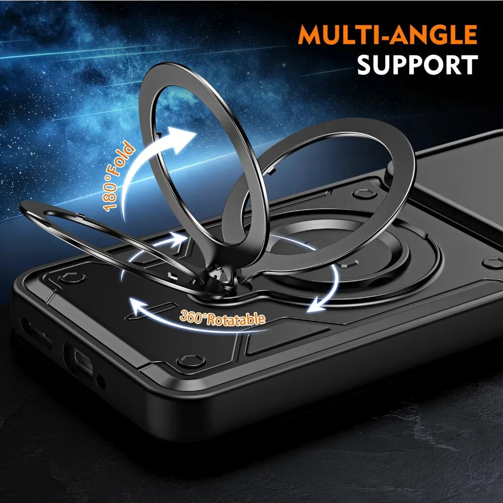 Heavy Duty 360° Rotating Holder Case with Metal Ring and Camera Protection Cover
