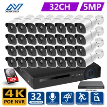 

NINIVISION 32CH 4K NVR 5MP POE Kit CCTV Security System WaterProof Outdoor IP Camera Video Surveillance Set Audio Record