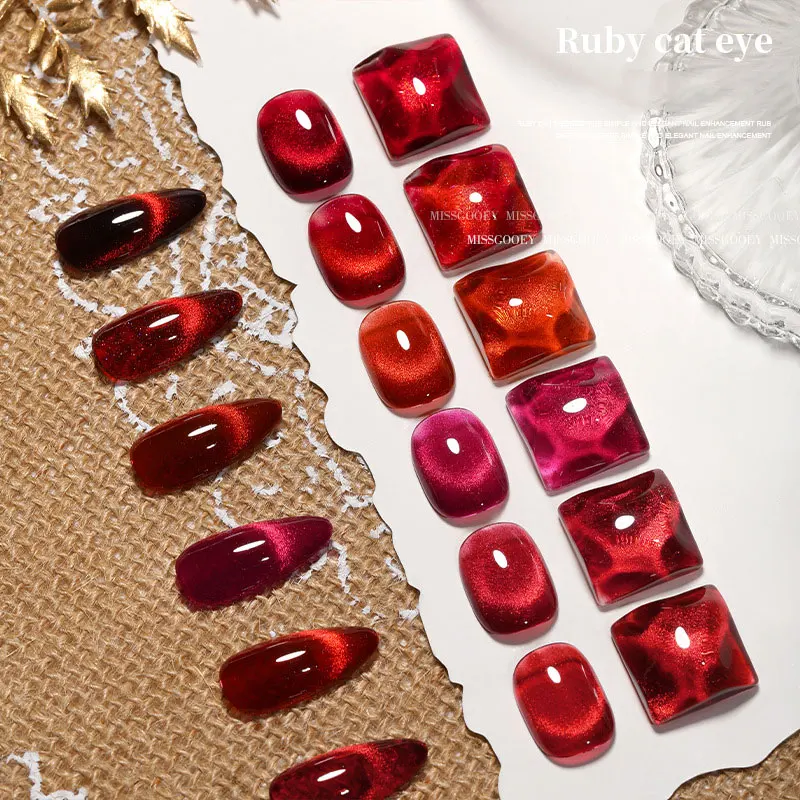 10ml Cherry Ruby Crystal Cat Eye Gel Nail Polish Chameleon Magnetic Gel Soak Off UV LED Nail Varnish Gel For Manicure 2