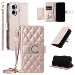 Elegant Flip Leather Wallet Card Case with Long Lanyard - Stylish Phone Cover and Coque - iPhone 12 Mini (Pink)