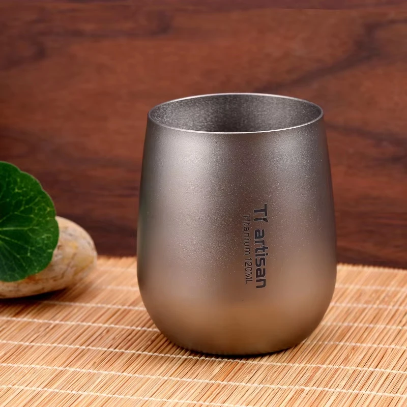 Tiartisan Pure Titanium Double-Layer Anti-Scald Cup - 120ml Portable Outdoor Drinkware