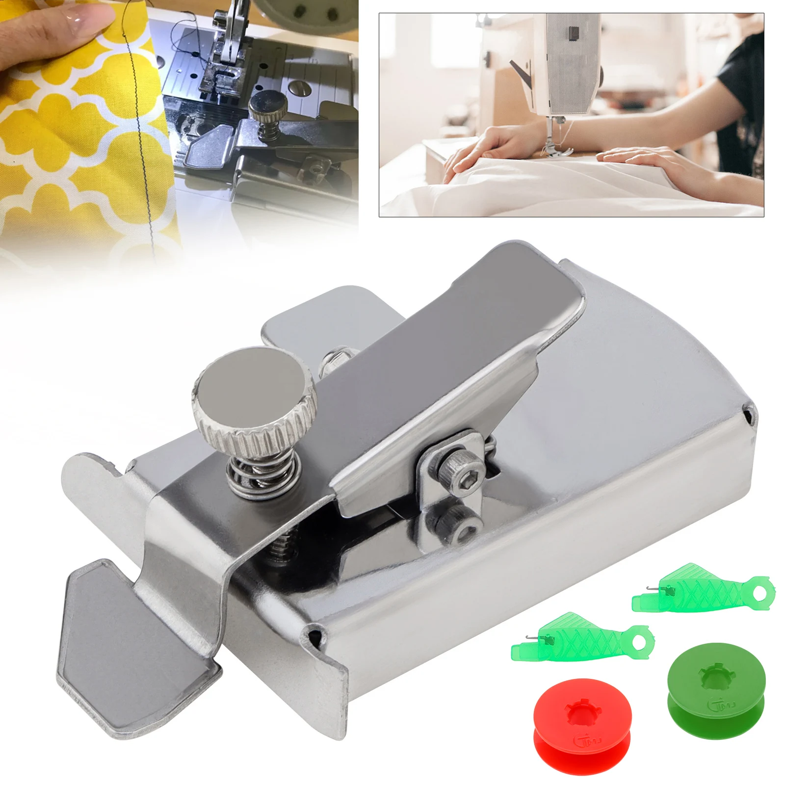 

Magnetic Sewing Guide Walking Foot Sewing Machine Supplies with Clip Sewing Bobbins Fish Type Needle Threader Ruler Seam Guide