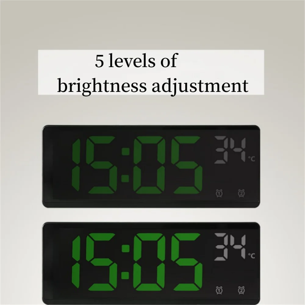 Voice Control LED Digital Dual Alarm Clock with Temperature 2