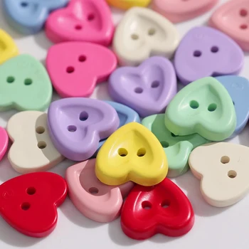 20pcs Cute Macaron Colored Heart Plastic Buttons 1