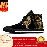 Hot Grim Reaper Death Skull Poker Skeleton Horror Casual Cloth Shoes High Top Lightweight Breathable 3D Print Men Women Sneakers 1