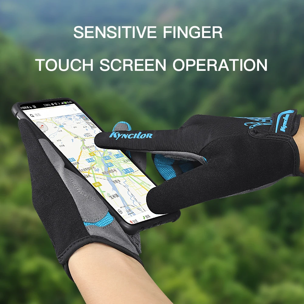 Outdoor Cycling Gloves Full Finger Shockproof Microfiber Wear Resistant Breathable Anti-sweat Touchscreen Motorbike Gloves Men 4