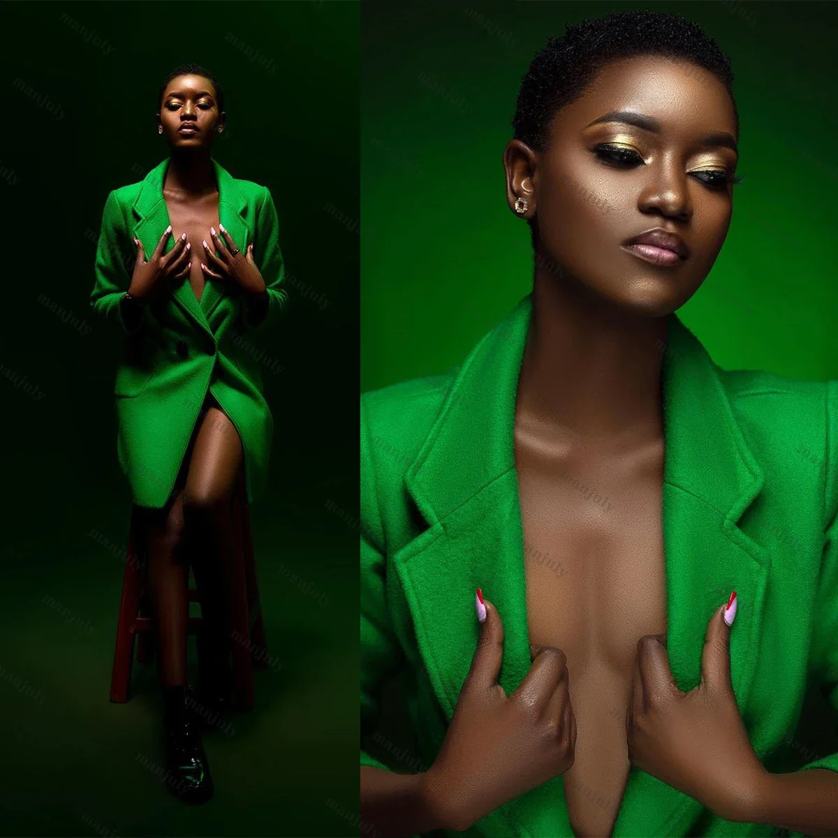 

Новые модные женские костюмы, длинный зеленый облегающий пиджак на заказ для выпускного вечера