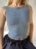 Women Cropped Tank Tops Plaid Print Summer Bow Backless Basic Vest Sleeveless Shirt Aesthetic Clothes for Streetwear 1