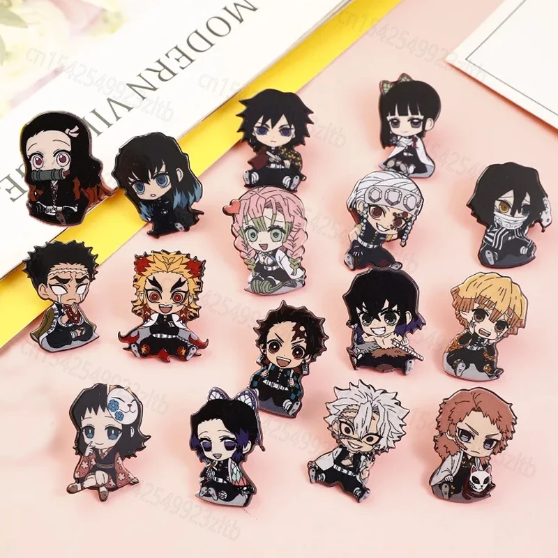 

16 Styles Demon Slayer New Acrylic Brooch Badge Anime Cartoon Pins DIY Decoration Backpack Clothes Gifts for Friend Jewelry