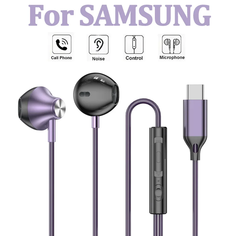 HiFi USB Type C Wired Headphones for Samsung Devices