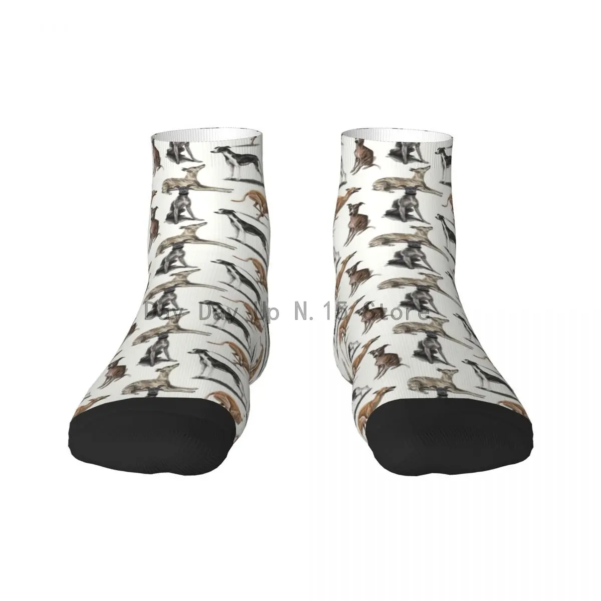 Fashion Printed The Whippet Socks for Women Men Stretchy Summer Autumn Winter Greyhound Sighthound Dog Crew Socks shirt summer greyhound hawaiian set 3d printed hawaii shirt beach shorts men for women funny dog clothes