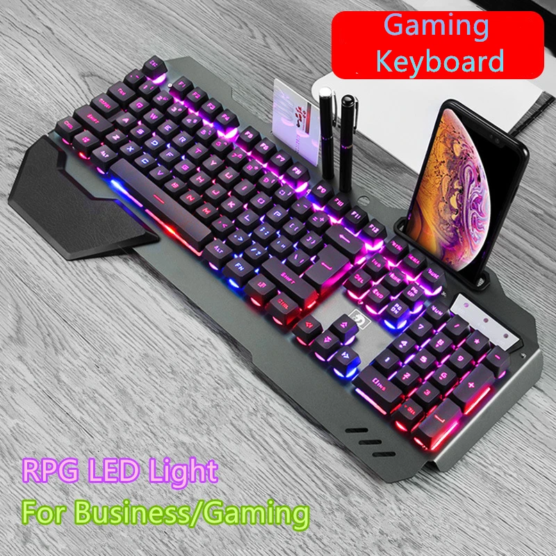 Teclado PRO 게임용 키보드, 16 RGB LED 백라이트, 플러그 앤 플레이, 흰색 및 검은색 키보드, 인체 공학적 디자인, 방수 키캡
