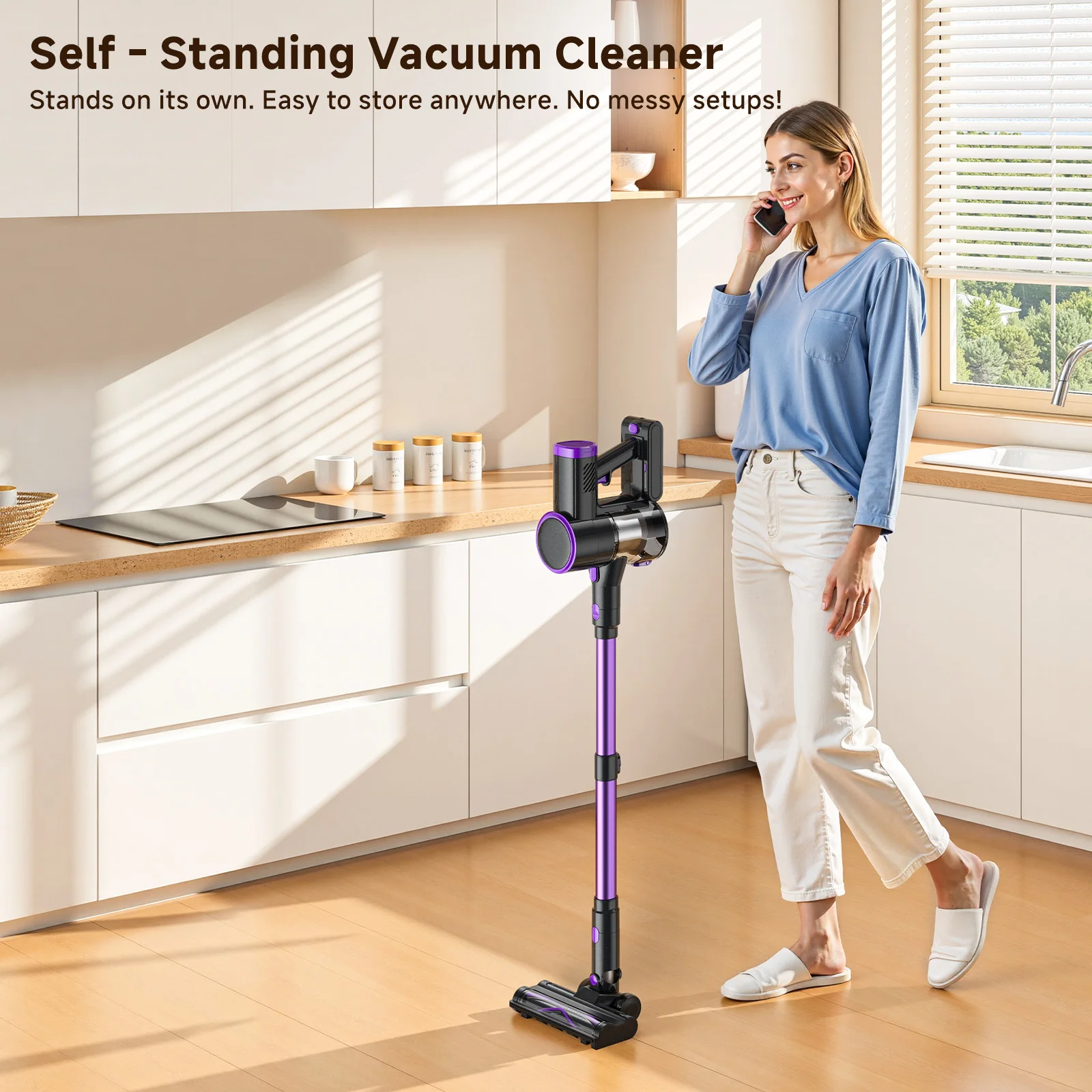 Lubluelu Accustofzuiger, draadloos, 55 kPa, 600 W, zelfstaand en Lubluelu Accustofzuiger, draadloos, 55 kPa, 600 W, zelfstaand en