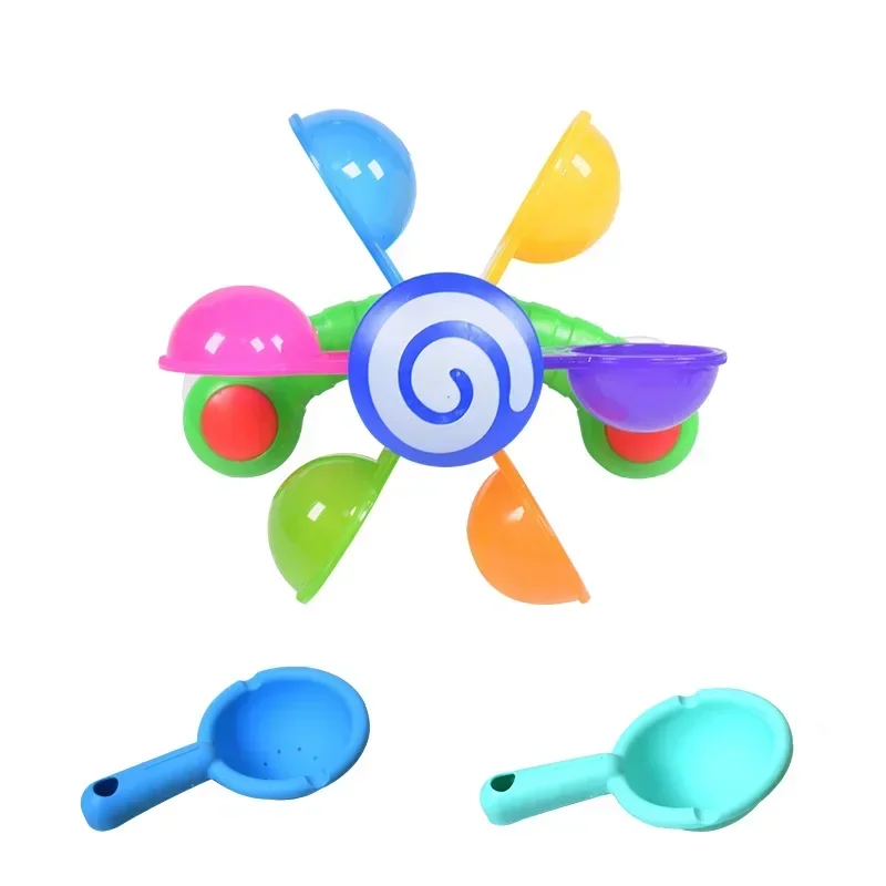 Rainbow Windmill Toddlers Bathing Sucker Water Spray Toy Colorful Waterwheel Baby Bath Toys Set Shower Sprinkler Toy — view 2
