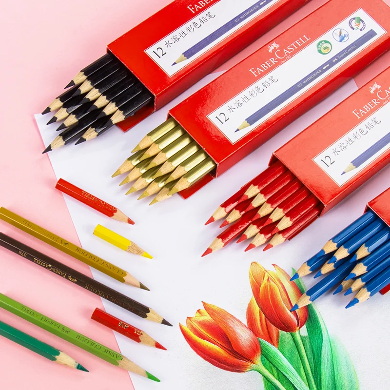 

12 шт Германия Faber-Castell Акварельные цветные карандаши Профессиональная ручная роспись персонажа дополнительные цвета