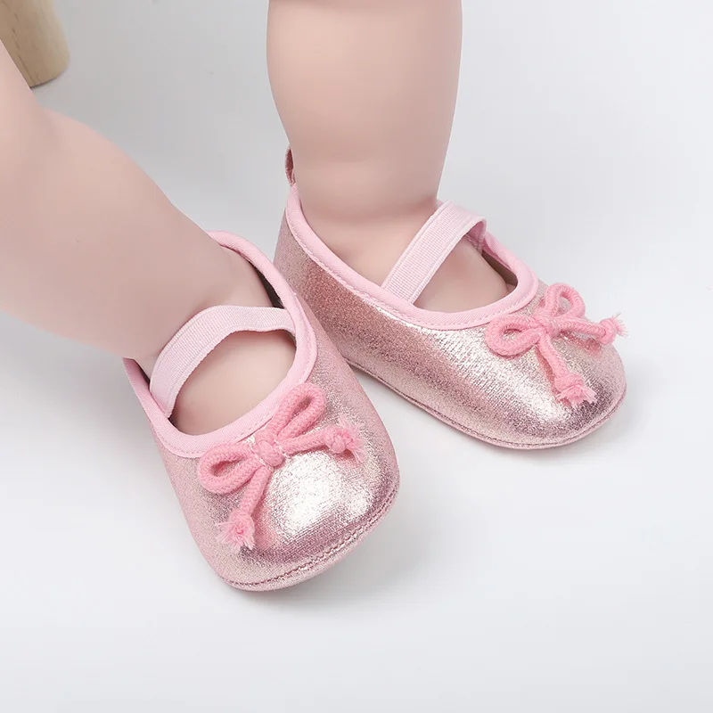 

Fashion Newborn Baby Girl Shoes PU Flats Shoes 0-18M Soft First Walker Baby Shoes Toddler Shoes Pink Bow Non-slip Sandal