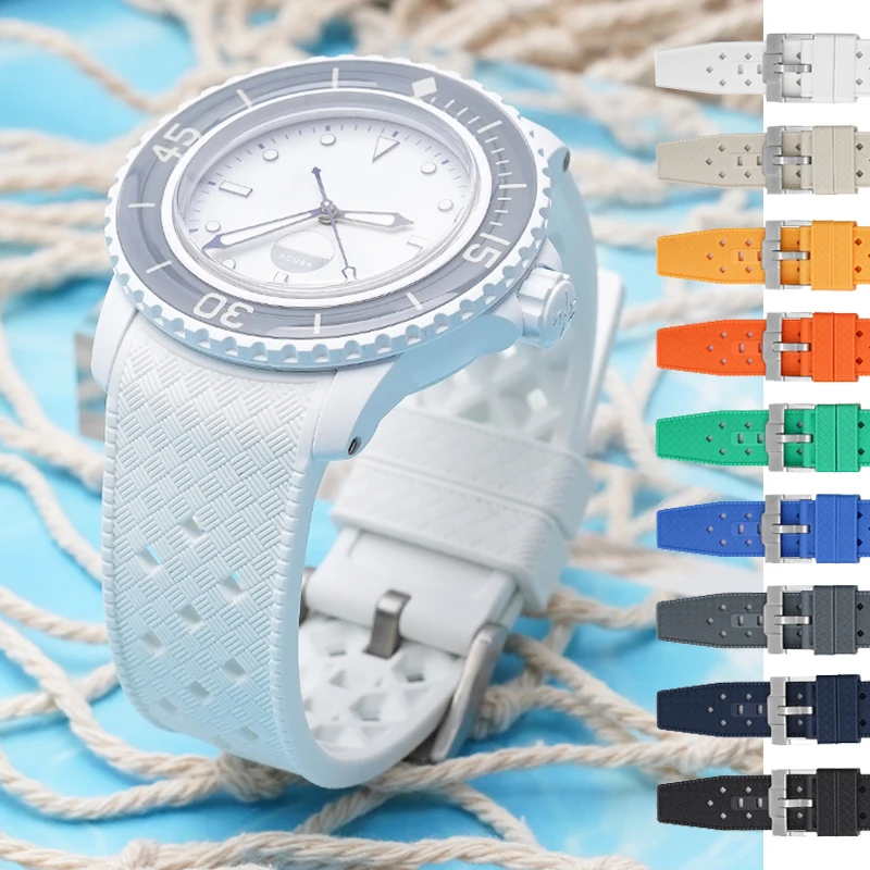 Tropical Curved End Waterproof Silicone Strap 22mm Watch Band Bracelet