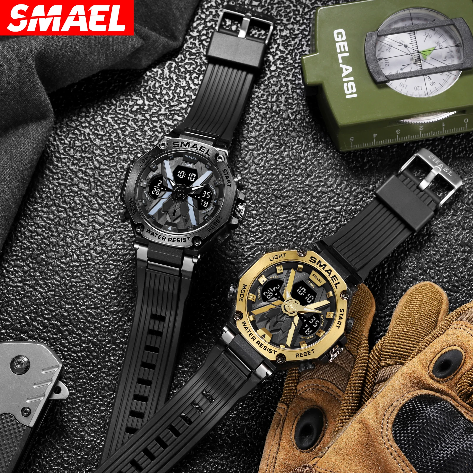 SMAEL 8087 alloy men's multifunctional sports waterproof electronic watch 6