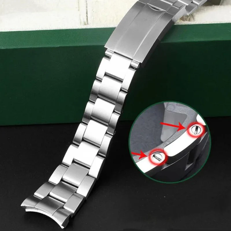 Premium 904L Stainless Steel Oyster Watch Band - Men's Elegant Metal Strap, 20mm/21mm