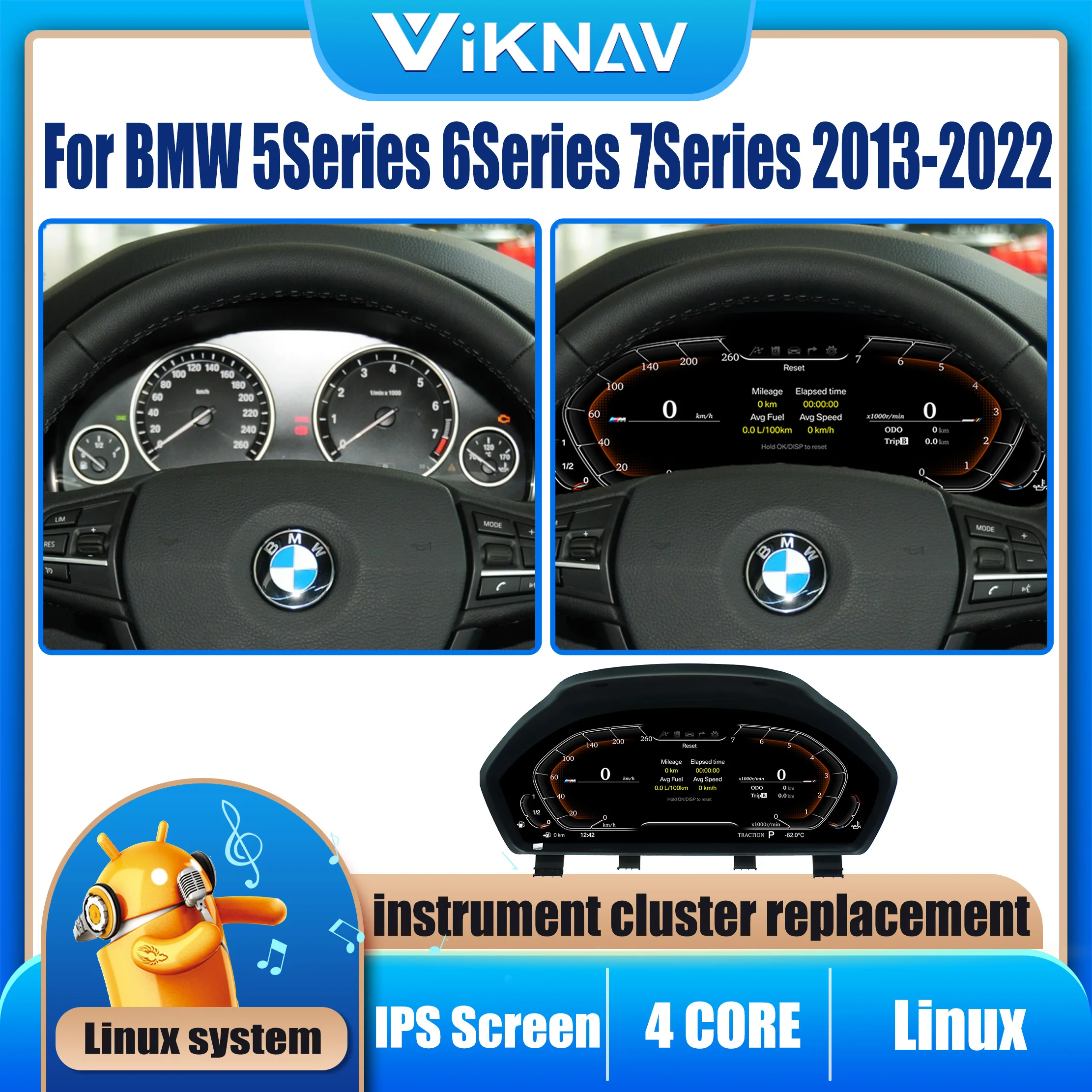 

ViKNAV digital cluster car For BMW 5series F10 F11 GT series GT F07 6series F06 F12 7series F01 F02 2008-2018 instrument cluster