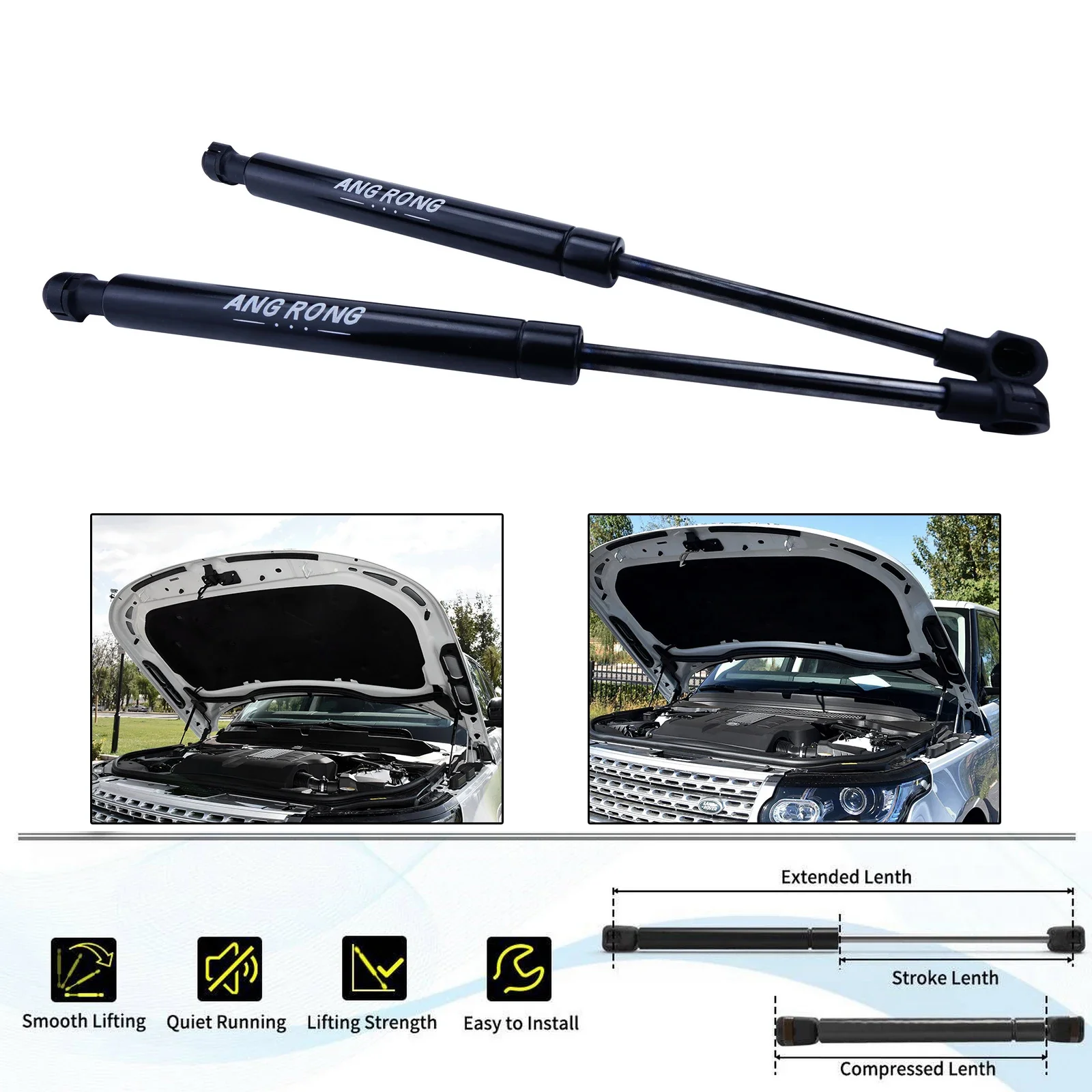 Front Bonnet Hood Gas Struts Support For Land Range Rover L322 2002-2012 Front Bonnet Gas Struts