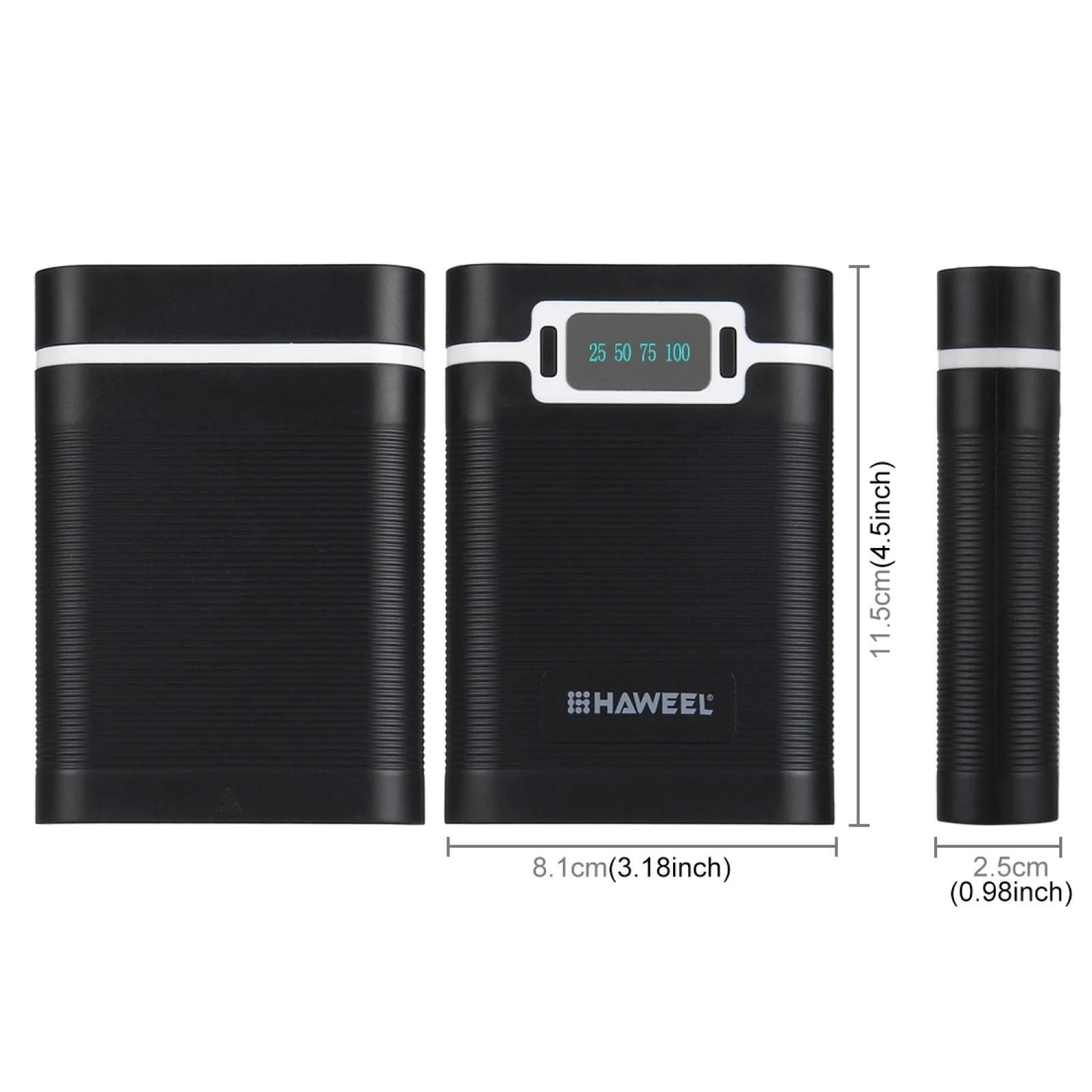 Battery storage box power bank case battery power bank box HAWEEL DIY 4 x 18650 battery (not included) 10000mAh with 2 x USB output & display for all smartphones