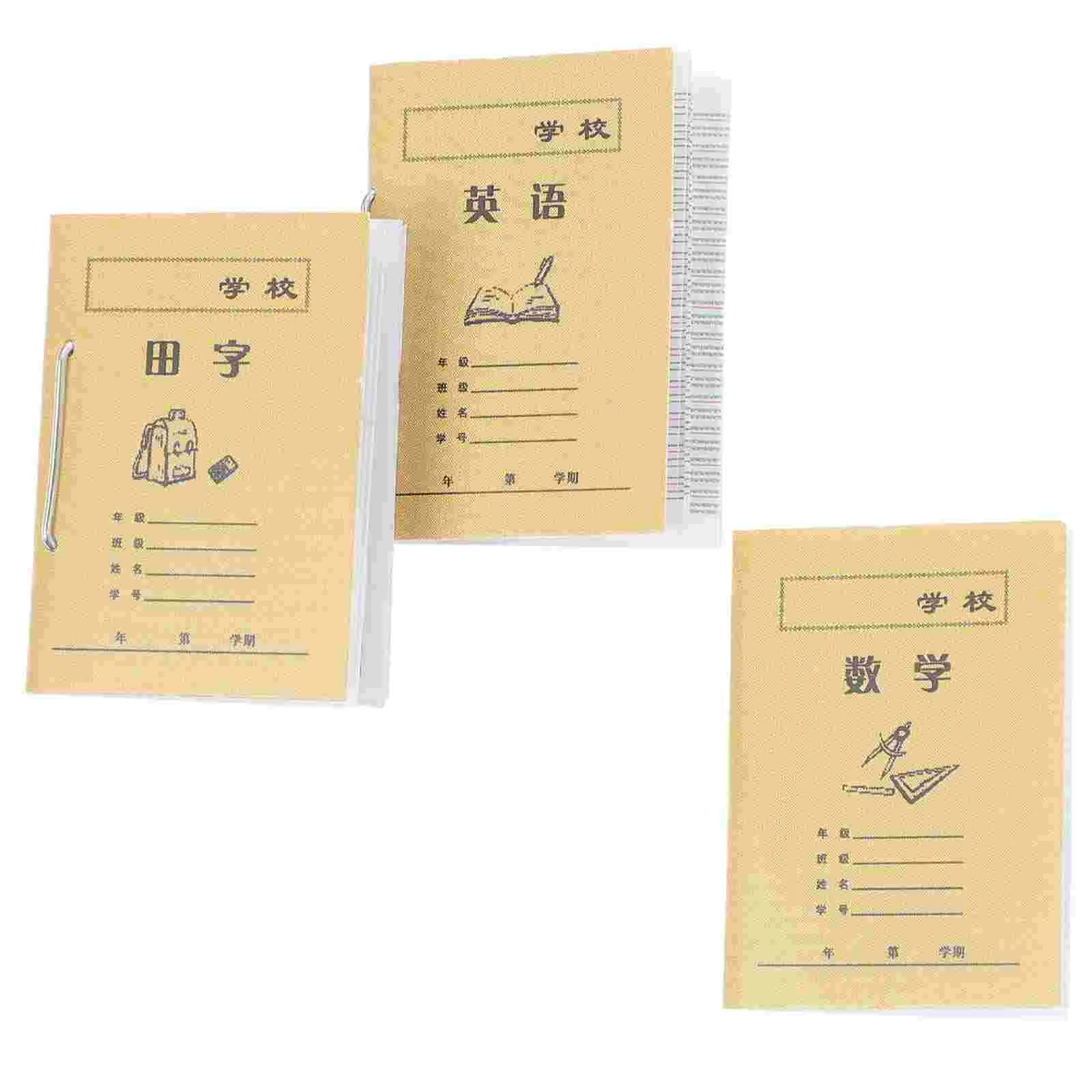 3 Pcs Houseate Miniature House Photo Prop Exercise Books Model Practice Toys Houseative Child beginner small regular script copybooks chinese poem soft pen copybook child basic brush pen calligraphy practice books